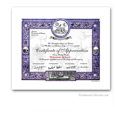 Masonic Certificate of Appreciation.