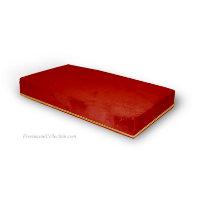 Red Velvet Kneeler. Wooden base, high density foam. Specially made for kneeling. Anti-stain velvet and trimmings. Freemason