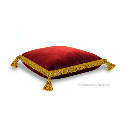 Bible Cushion. Red Velvet. Anti-stain protected velvet. Superb trimmings 4 tassels. Freemason