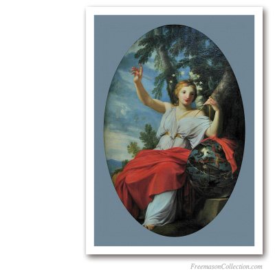 Uranie and her Compass. The astrology Muse. Eustache Le Sueur. Masonic Paintings