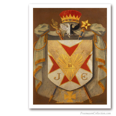 Grand Inspector Inquisitor Commandor Symbolic Coat of Arms. Scottish Rite. Masonic Paintings