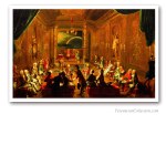 A Lodge Meeting in Vienna ? Mozart Freemason. 1786 Issued on Art Canvas. Freemasonry