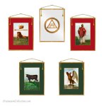 5 Large Royal Arch Banners. Superbs traditional pictures. High quality fringes, fabric and canvas. Brass cross rod.  Freemasonry