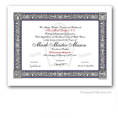 Mark Master Mason Certificate