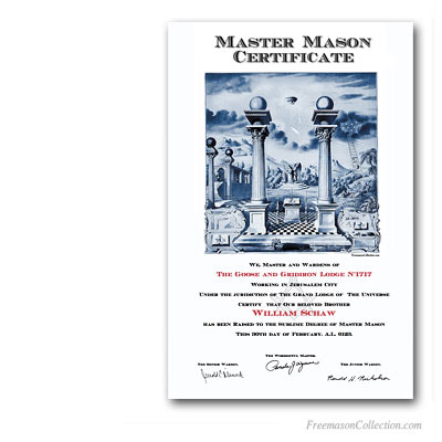 Master Mason Certificate.