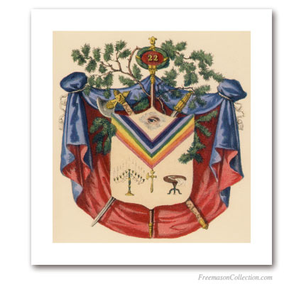 Coat of Arms of Prince of Libanus. 1837. 22° Degree of Scottish Rite. Masonic Art