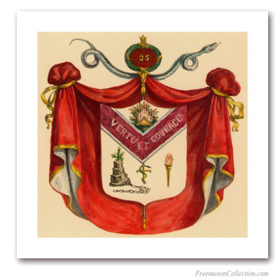 Coat of Arms of Knight of the Brazen Serpent. 1837. 25° Degree of Scottish Rite. Masonic Art