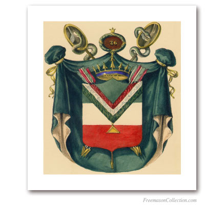 Coat of Arms of Prince of Mercy. 1837. 26° Degree of Scottish Rite. Masonic Art