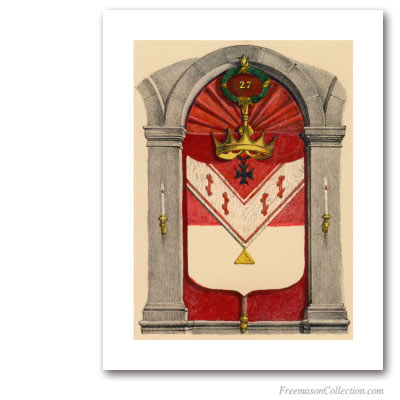 Coat of Arms of Knight Commander of The Temple. 1837. 27° Degree of Scottish Rite. Masonic Art