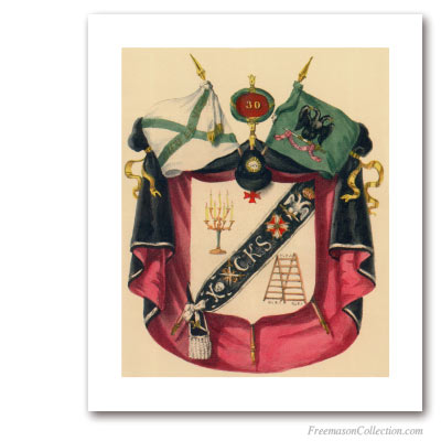 Coat of Arms of Knight Kadosh (3). 1837. 30° Degree of Scottish Rite. Masonic Art