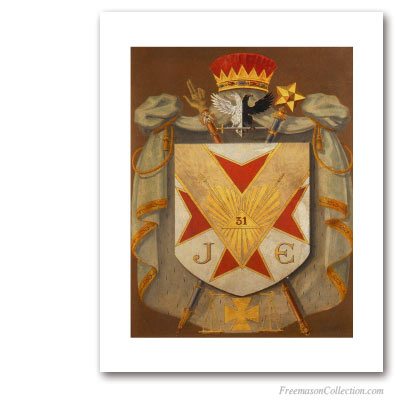 Armorial of Inspector Inquisitor. Circa 1930. 31° Degree of Scottish Rite. Masonic Art