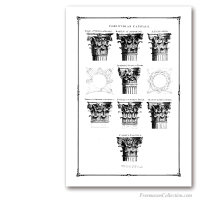 Corinthian Capitals. Isaac Ware, 1756. Masonic Art