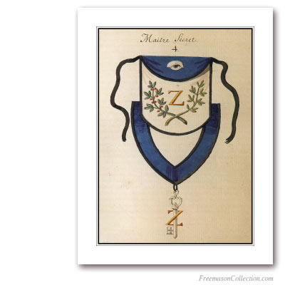 Regalia. Secret Master. XIXth Century. 4° Degree. Scottish Rite. Masonic Art