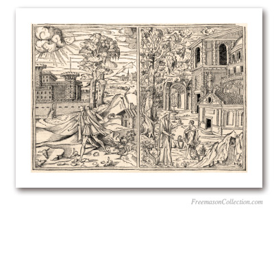  Allegories of the Good and the Bad Architect . Philibert De l'Orme. XVI. Architecte Français. Masonic Art