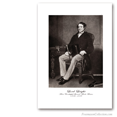 Lord Leight, Most Worshipful Grand Mark Master. Circa 1860.  Notice the square and the compass dangling discreetly from the desk... Masonic Art