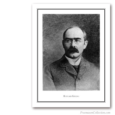 Portrait of Rudyard Kipling (1). Early XXth Century. Poet and Freemason. Masonic Art