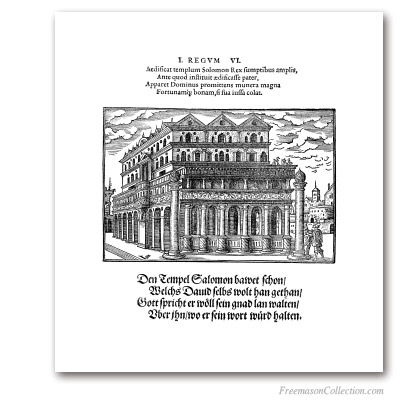 The Temple of Solomon. Virgil Solis, 1560. 1 Kings 6. Masonic Art