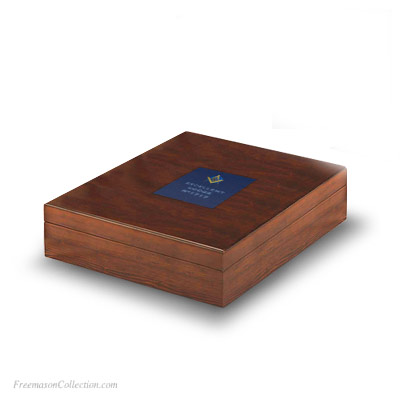 Box for 3 Masonic Gavels Handcrafted. Leather pattern inlay Genuine Acacia Wood. . Freemason