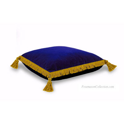 Bible Cushion. Pale Blue Velvet. Anti-stain protected velvet. Superb trimmings 4 tassels. Freemason