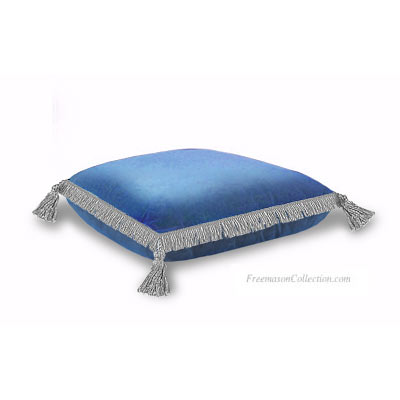 Bible Cushion. Pale Blue Velvet. Anti-stain protected velvet. Superb trimmings 4 tassels. Freemason