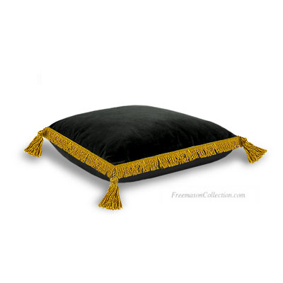 Bible Cushion. Black Velvet. Anti-stain protected velvet. Superb trimmings 4 tassels. Freemason