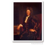 Sir Christopher Wren, End XVIIth. Issued on Art Canvas. Famous Freemasons. Freemasonry