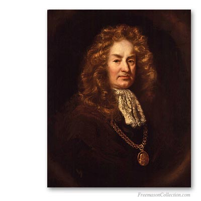 Elias Ashmole, First recorded English Freemason, initiated in a Masonic Lodge at Warrington  in 1646. Masonic art