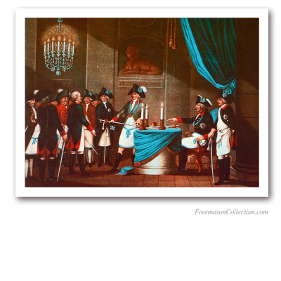 Initiation of the Margrave Frederic Von Bayreuth by King Frederic II of Prussia. Masonic Paintings
