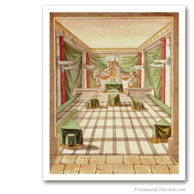 Prince of Mercy Lodge. Early XIXth 26th Degree Scottish Rite. Masonic Paintings