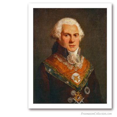 Grand Master of The Grand Orient de France. End XVIIIth. Roettier de Montaleau en grands decors. Masonic Paintings