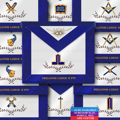 Blue Lodge 11 Officer Aprons - Blue Lodge Regalia